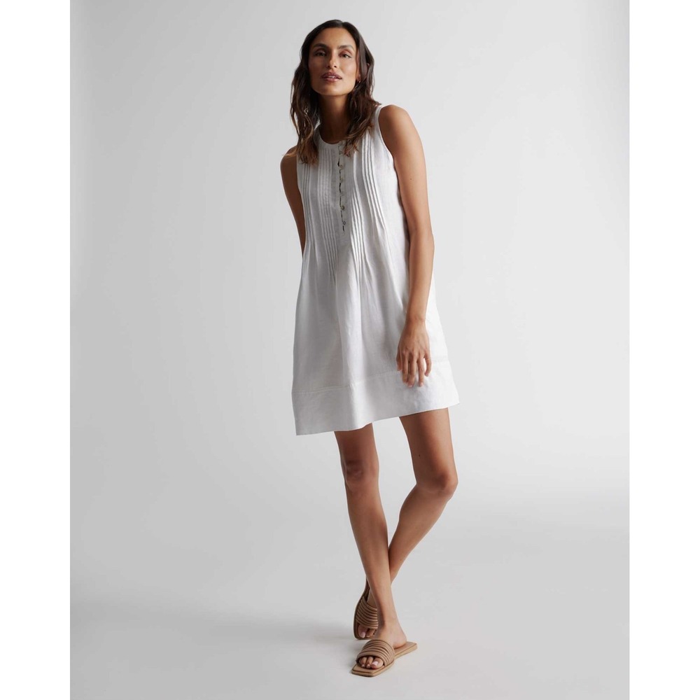 NWT Quince Dress Womens XS White 100%‎ European Linen Sleeveless Swing Basic